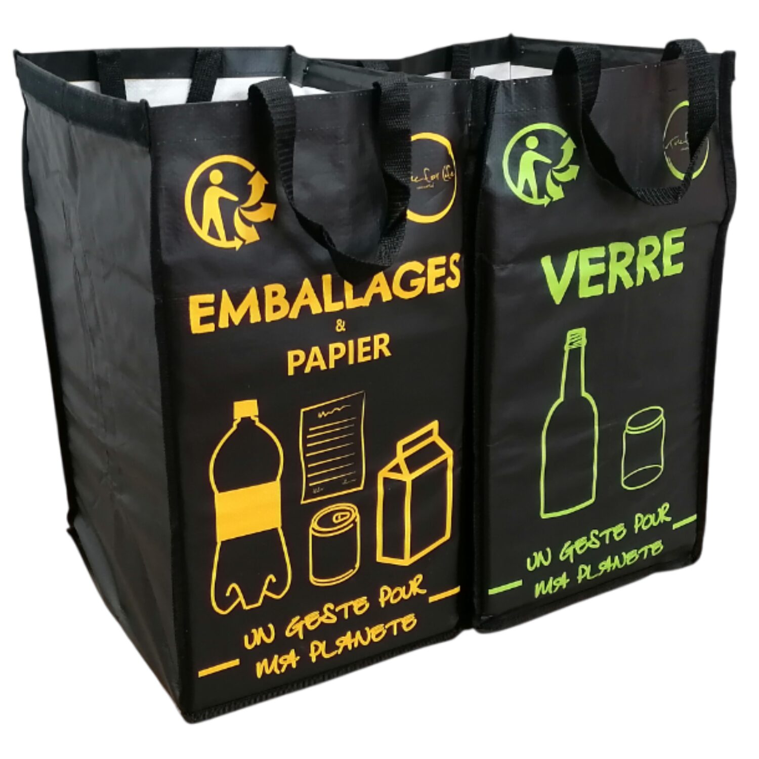 Poubelle De Tri 100L Avec Sacs De Transport | Bac Recyclage Pour Bouteilles Plastique | Design Pratique GLÜCKSTOFF